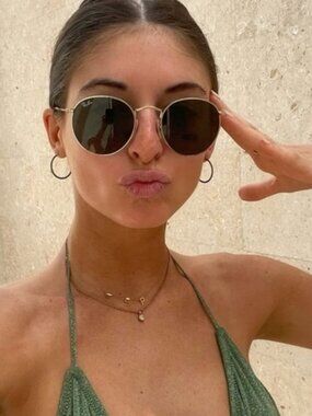 LIKE NEW RayBan Round Metal RB3447 G15 Green Lenses Ray ban Sunglasses 50mm.